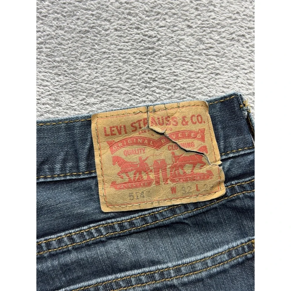 Levis 514 Jeans Mens Measured 32x27 Blue Straight Regular Denim Button‎ Fly